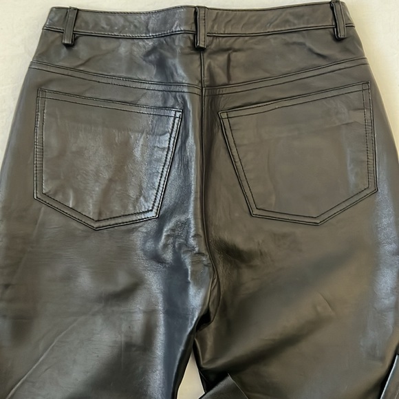 Bebe Genuine Leather Lamb Disco Biker Black Pants - Picture 4 of 10